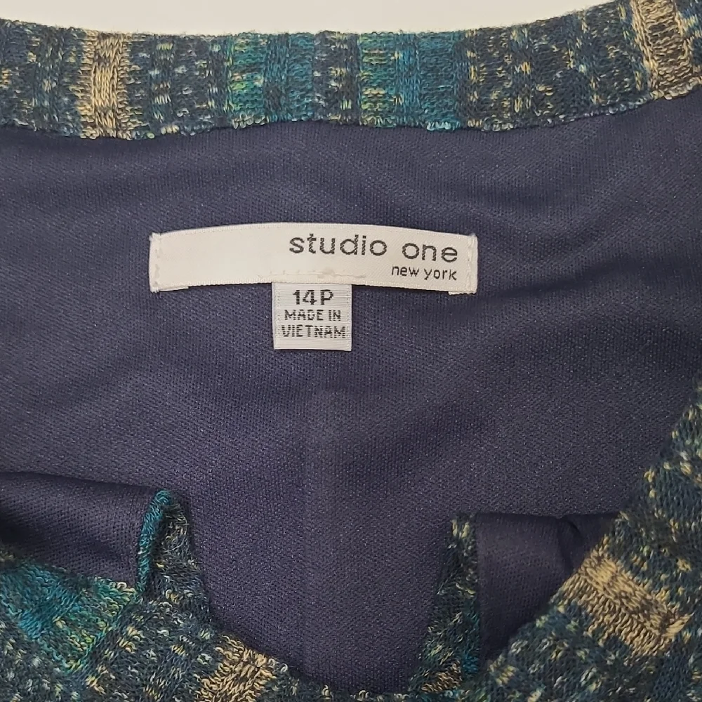 Studio One New York Boho Knit A-Line Dress Long Bell Sleeve Lined Chevron Cutout - Picture 3 of 17